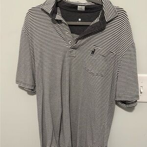 Black and White Striped Polo Shirt with Classic Collar